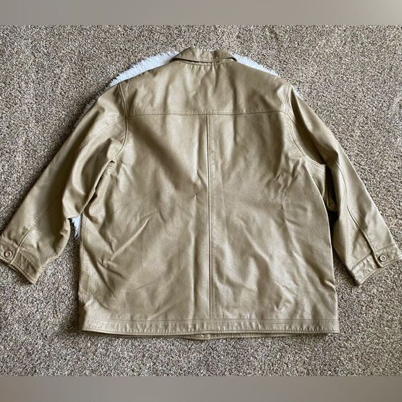 Terry Lewis Leather Coat Tan Button Front Lined Mens Size 3X - Picture 2 of 9
